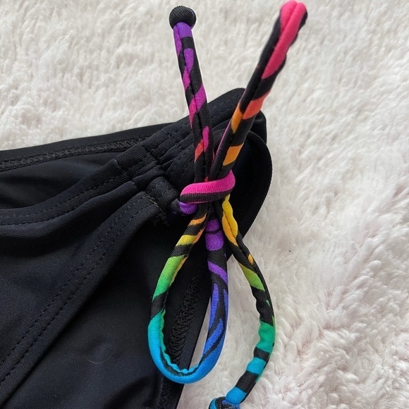 Black Bikini Bottom with Multicolor Ties - Picture 2 of 5